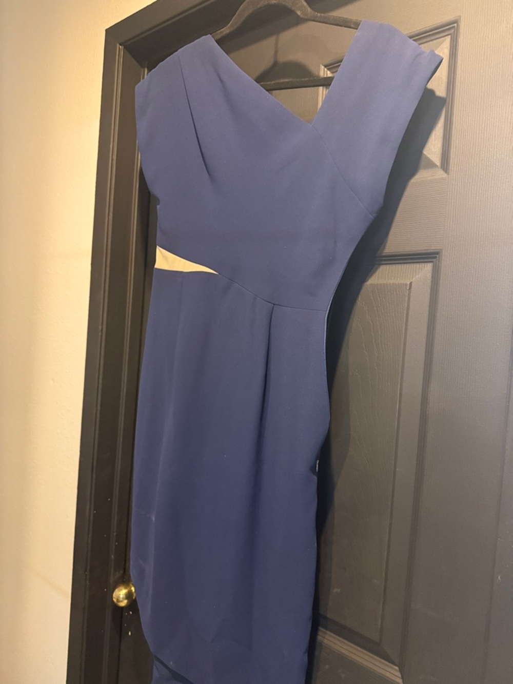 RACHEL Rachel Roy Navy Midi Dress with Cream Waist Accent